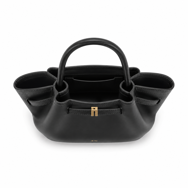 Matte Black Winged Top-Handle Handbag-2