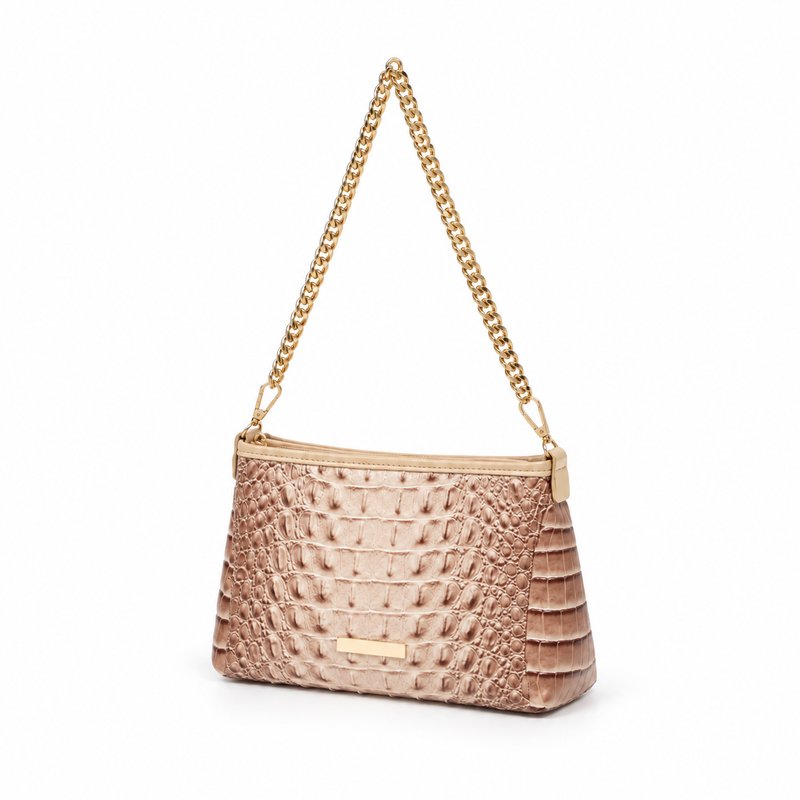 Ivory Crocodile Chain Shoulder Handbag-3