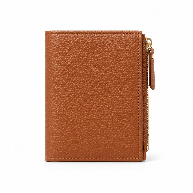 Chocolate Brown Pebbled Compact Card Wallet-2