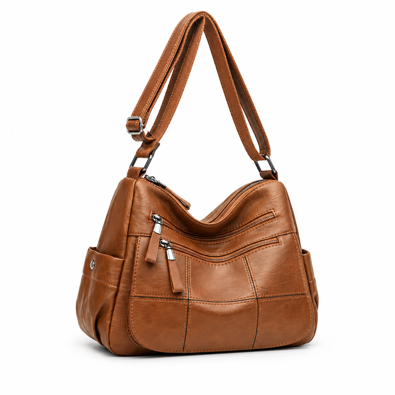 Classic Brown Multi Pocket Crossbody Bag-1