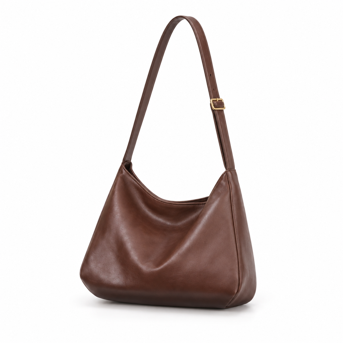 Classic Brown Slouchy Adjustable Crossbody Bag-3