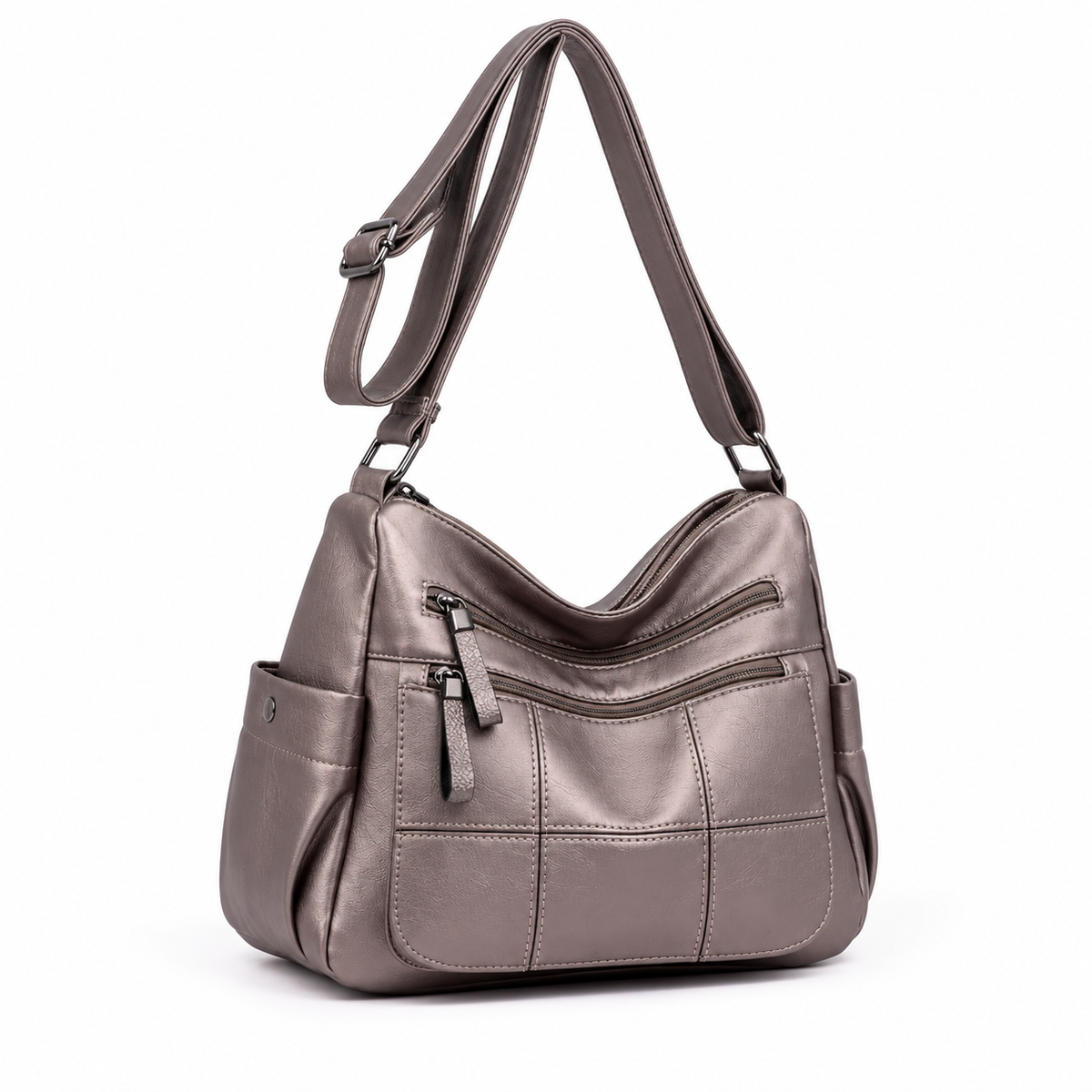 Gold Multi Pocket Adjustable Crossbody Bag-1