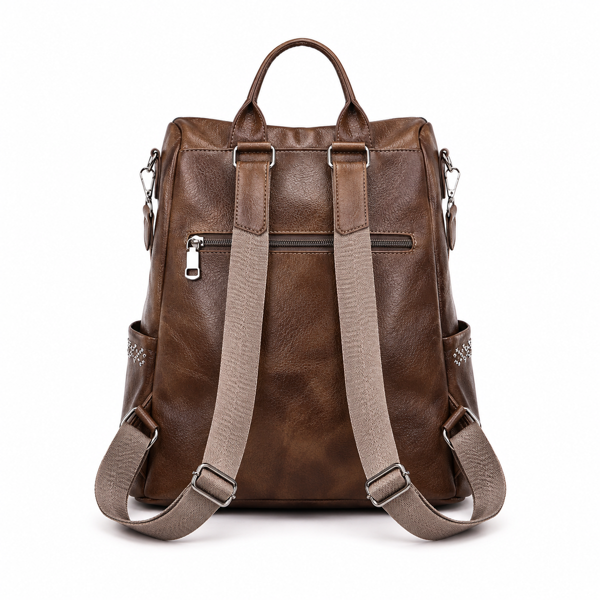 Vintage Coffee Convertible Backpack Shoulder Bag-2