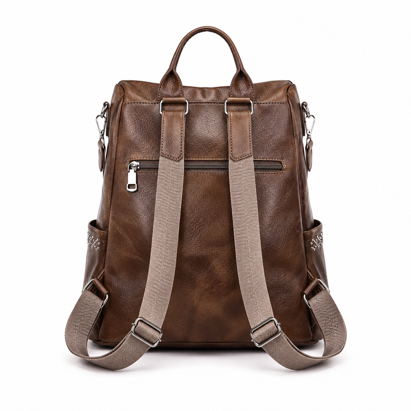 Vintage Coffee Convertible Backpack Shoulder Bag-2