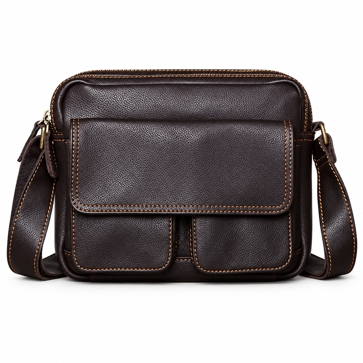 Dark Brown Leather Satchel Shoulder Bag