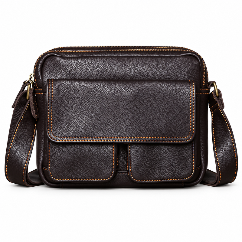 Dark Brown Leather Satchel Shoulder Bag-2