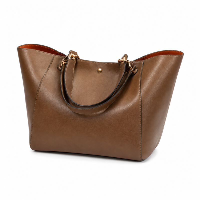 Elegant Brown Structured Tote Handbag-3