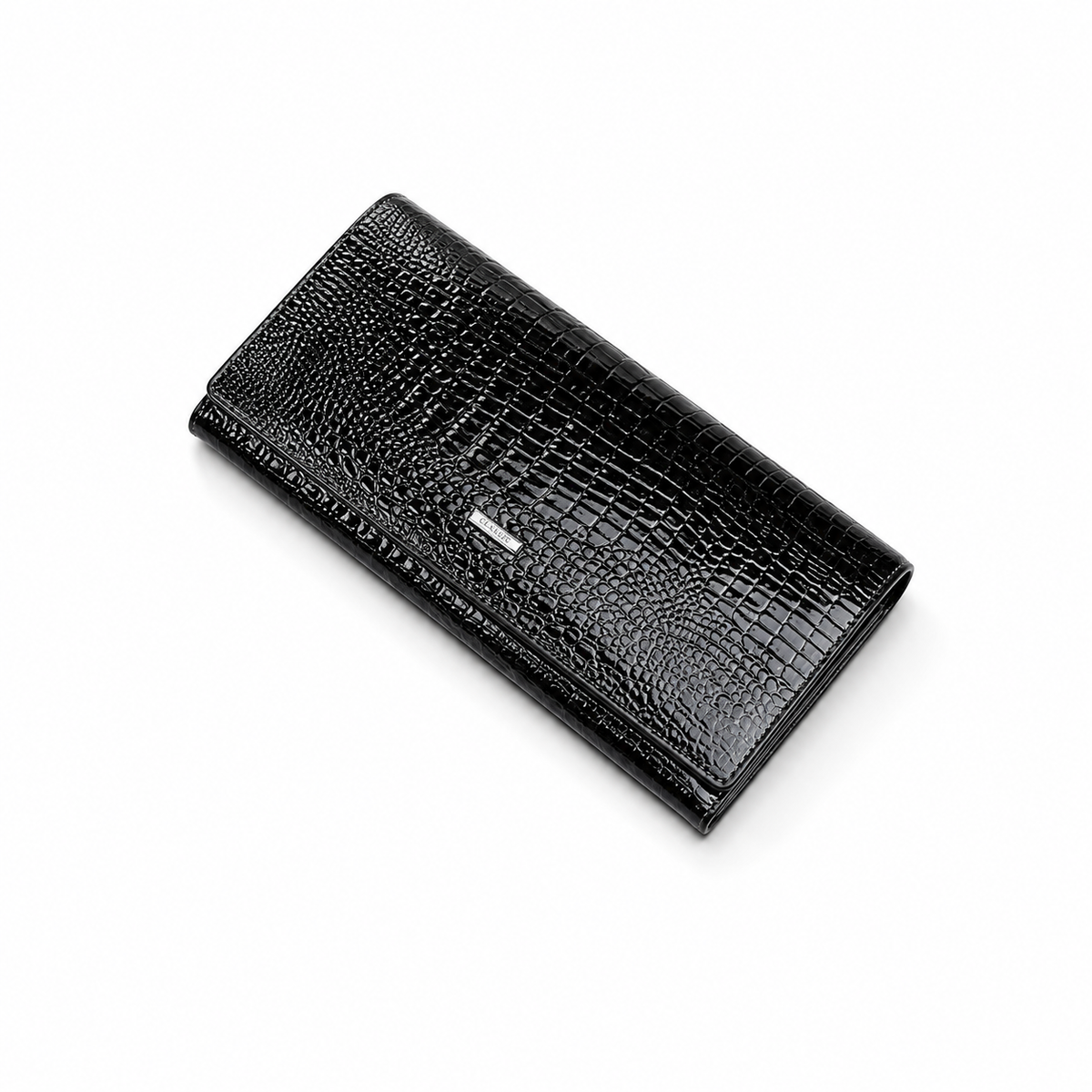 Luxury Black Crocodile Embossed Long Wallet-4