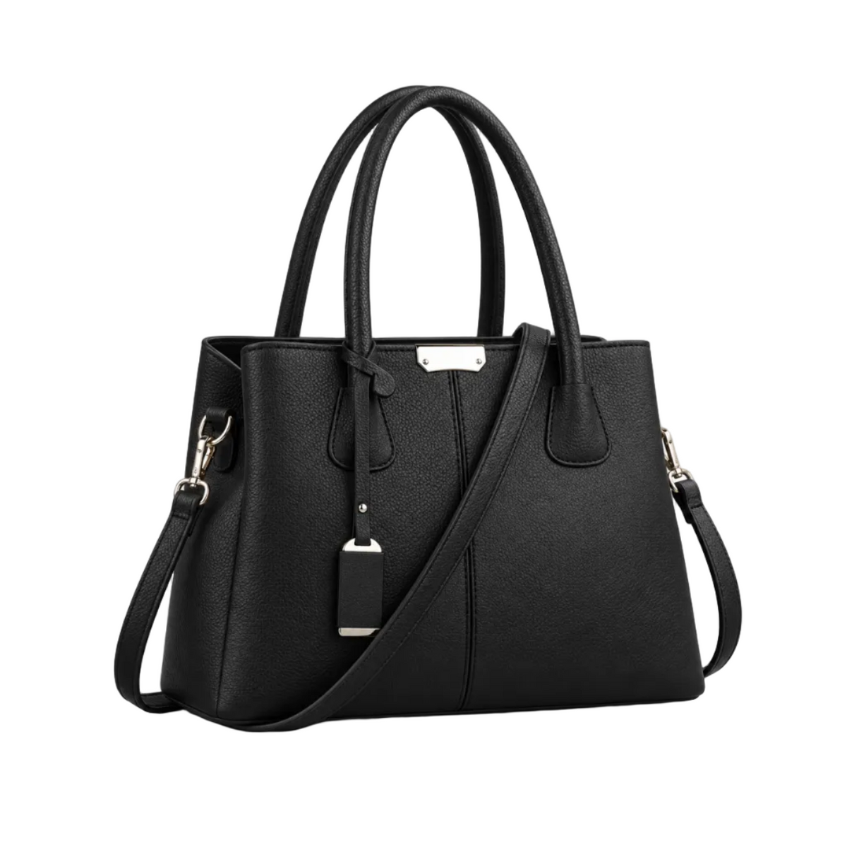 Classic Black Textured Tote Shoulder Bag-1