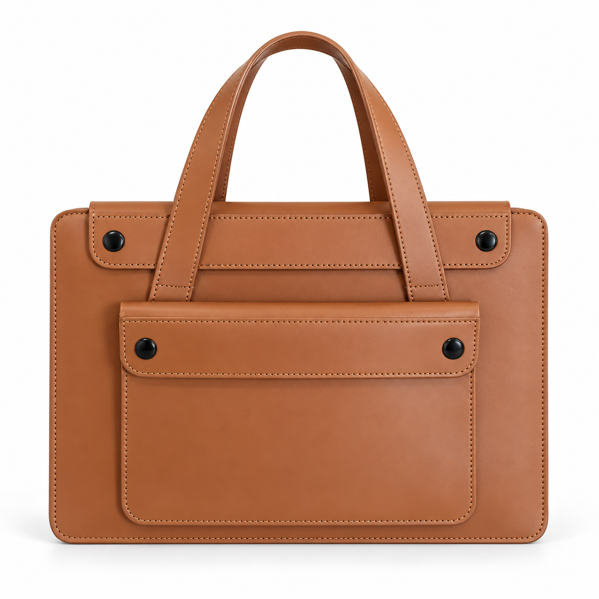 Camel Leather Laptop Bag With Handles-4