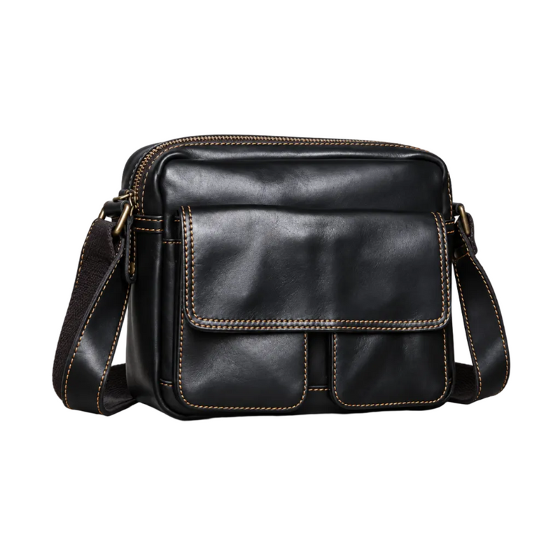 Classic Black Leather Satchel Shoulder Bag-1