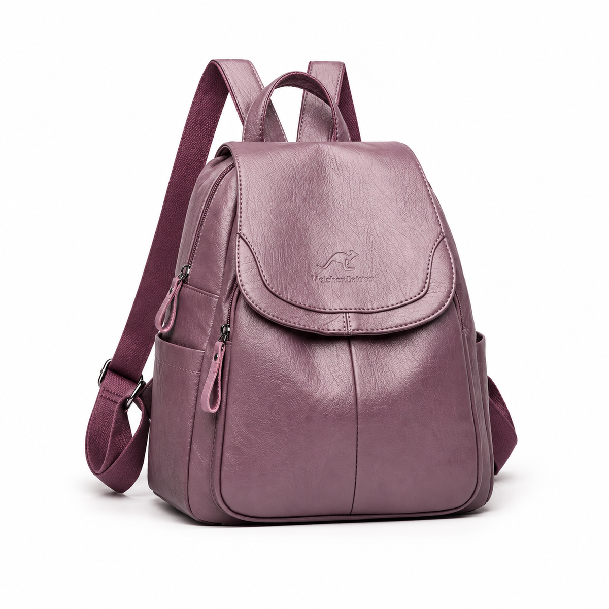 Elegant Purple Flap Backpack With Pockets-1
