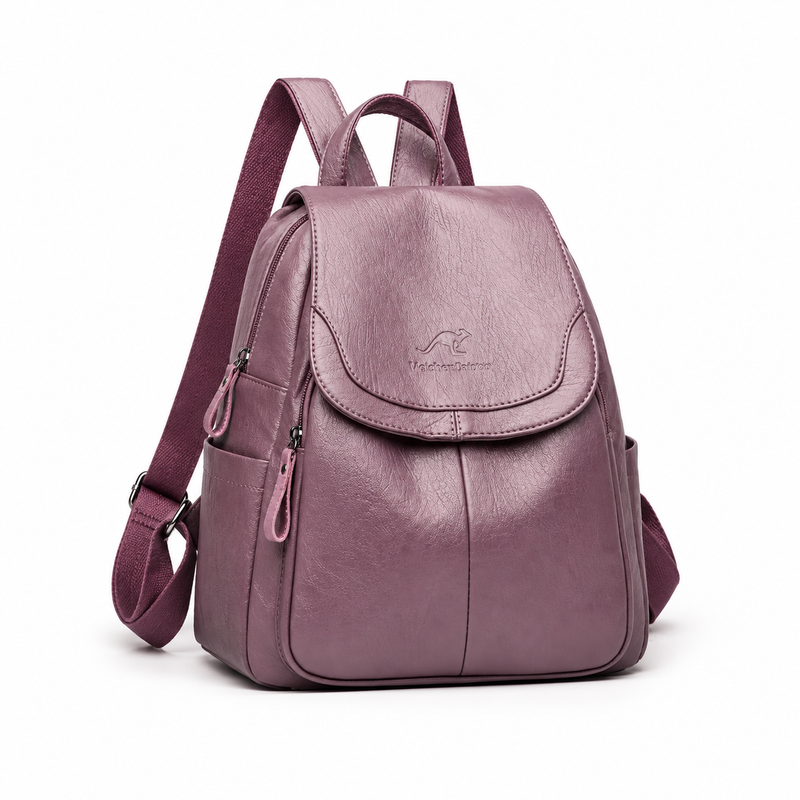 Elegant Purple Flap Backpack With Pockets-1
