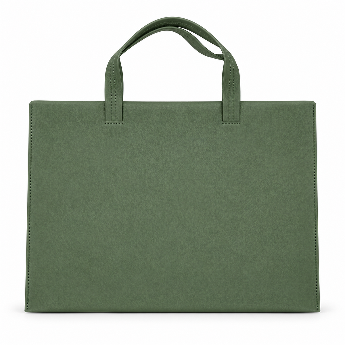 Olive Green Leather Laptop Tote Bag-3