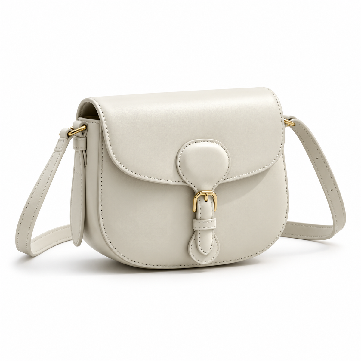 Elegant Ivory Leather Satchel Shoulder Bag-1