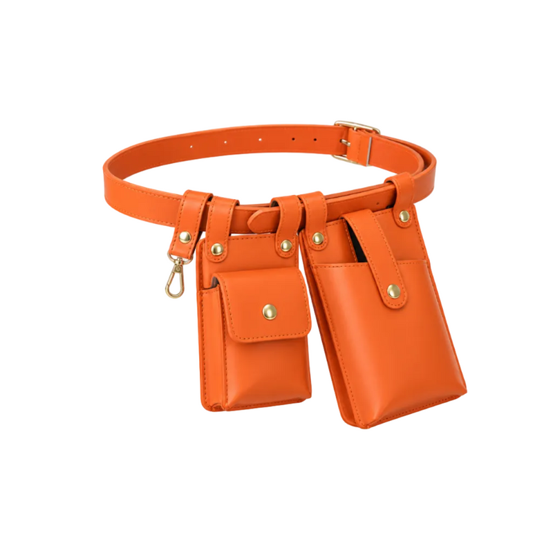 Orange Adjustable Belt With Dual Pouches-1
