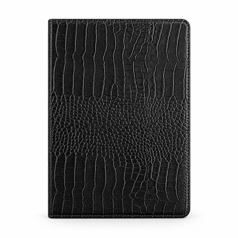Black Crocodile Textured Tablet Folio Case-4