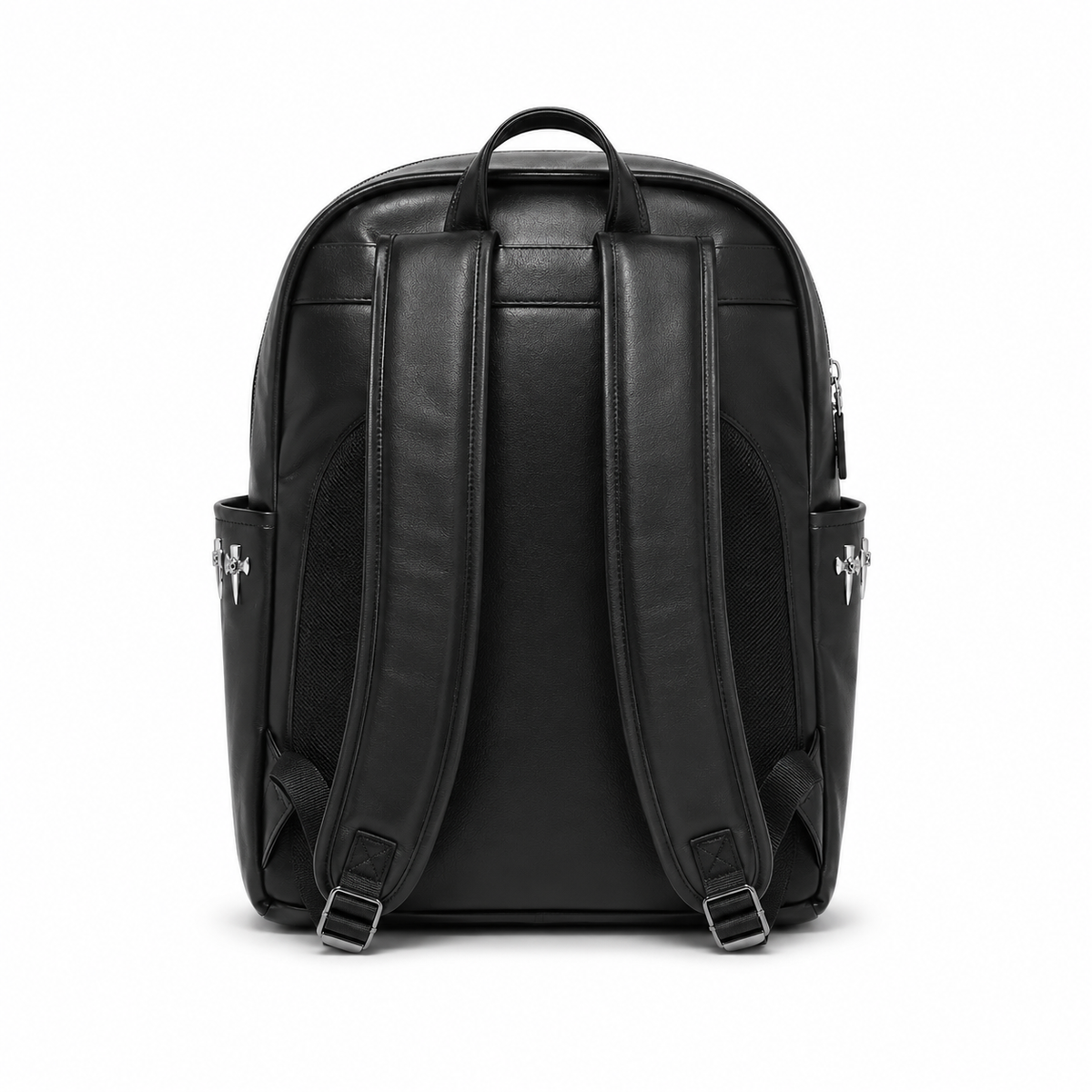 Gothic Skull Cross Studded Leather Backpack-2