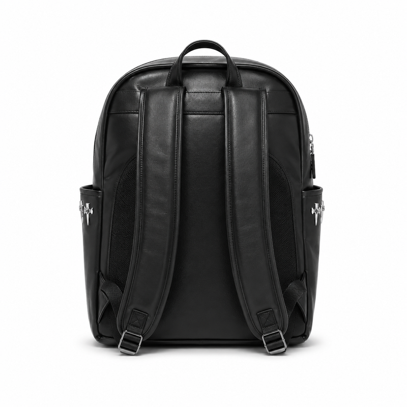 Gothic Skull Cross Studded Leather Backpack-2