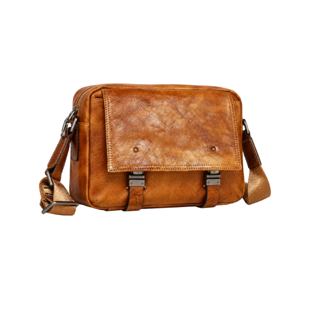 Vintage Brown Leather Crossbody Messenger Bag