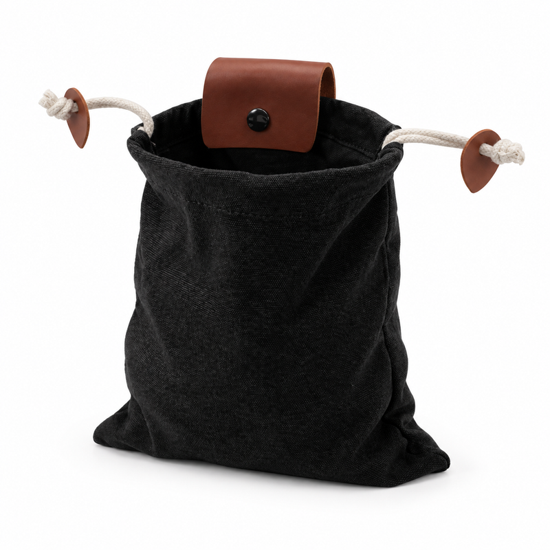 Black Waist Belt Pouch Brown Accents-3