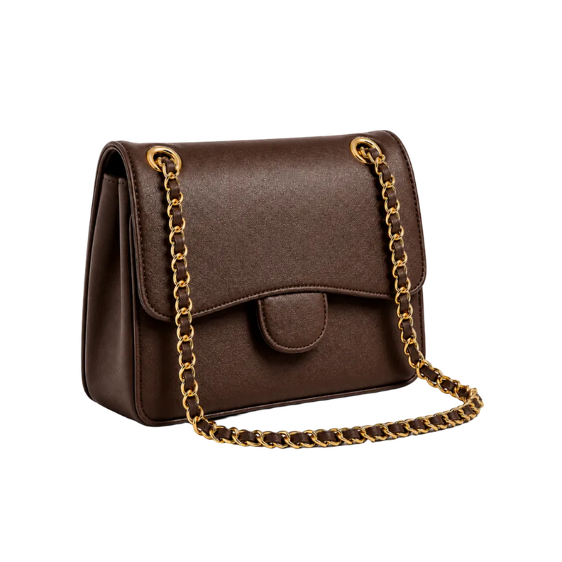 Chocolate Brown Chain Strap Shoulder Bag-1