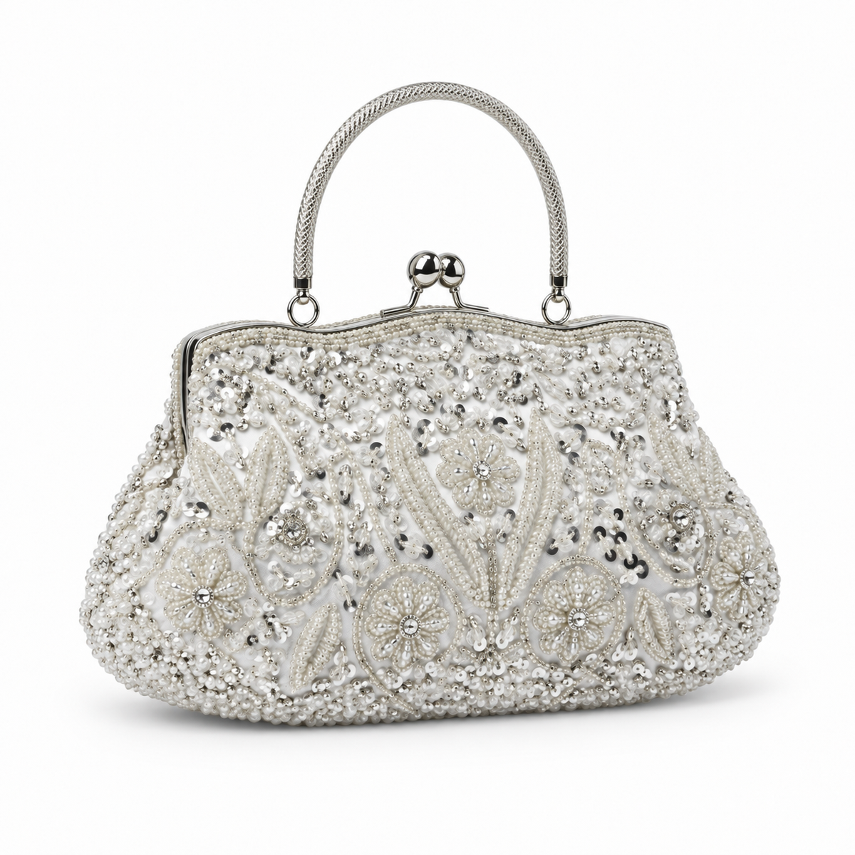 Luxury Ivory Beaded Evening Clutch Bag-1