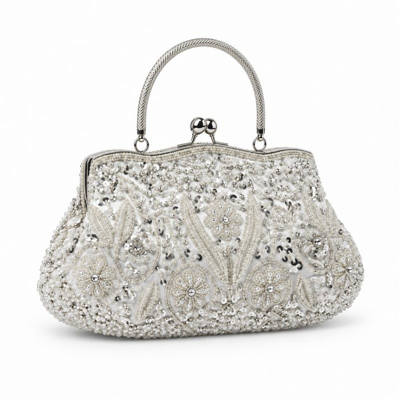 Luxury Ivory Beaded Evening Clutch Bag-1