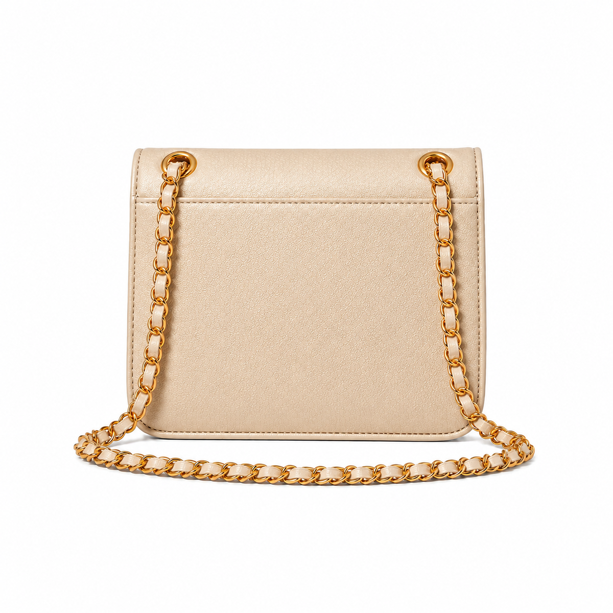 Champagne Textured Chain Strap Shoulder Bag-4
