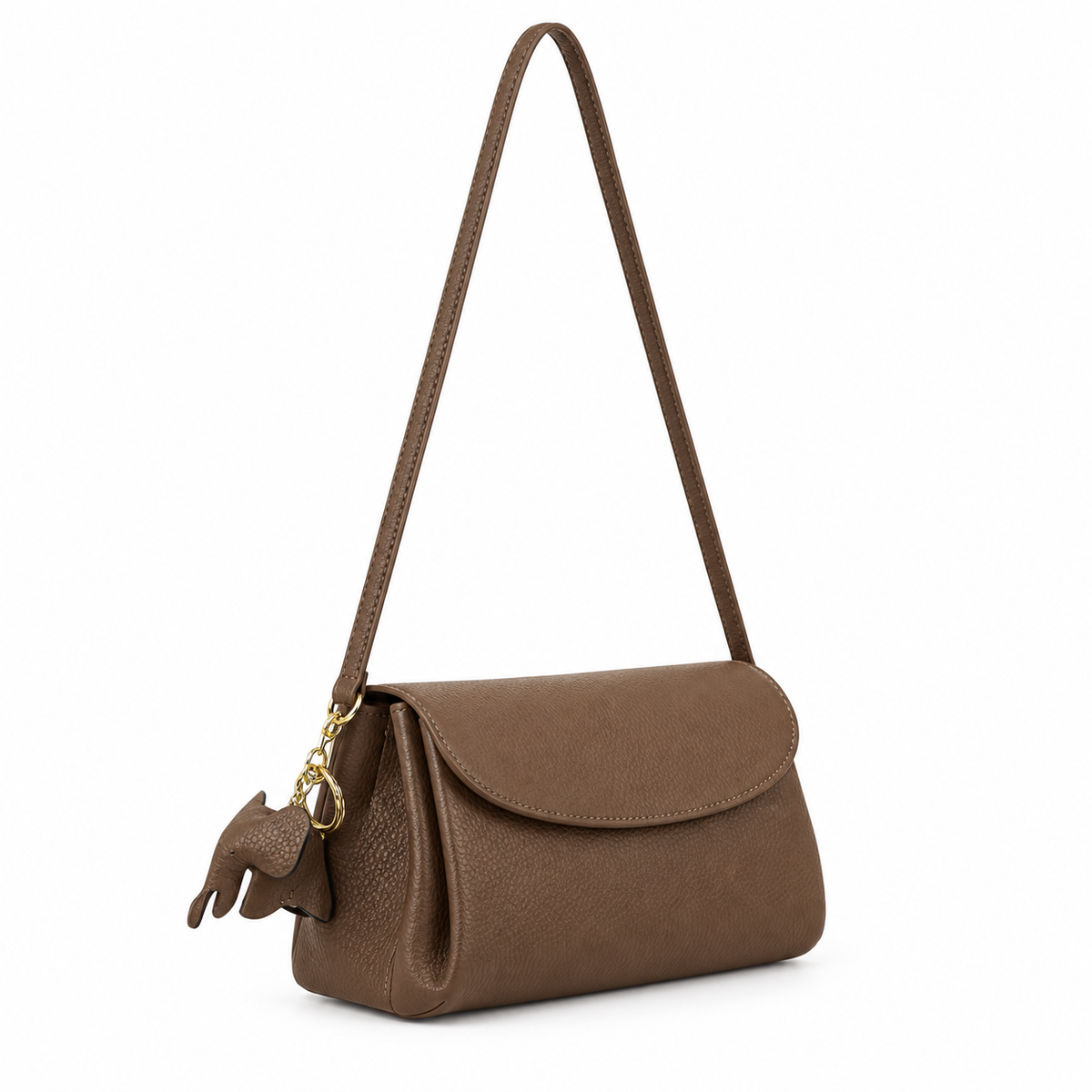 Elegant Brown Crossbody Bag With Charm-1