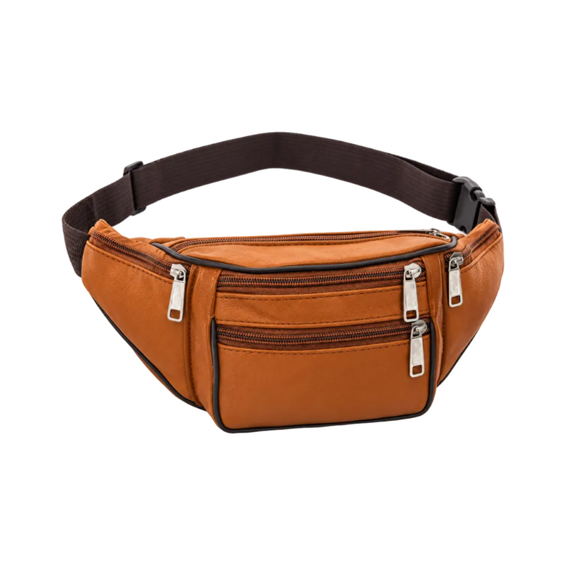 Caramel Brown Multi Pocket Waist Bag-1