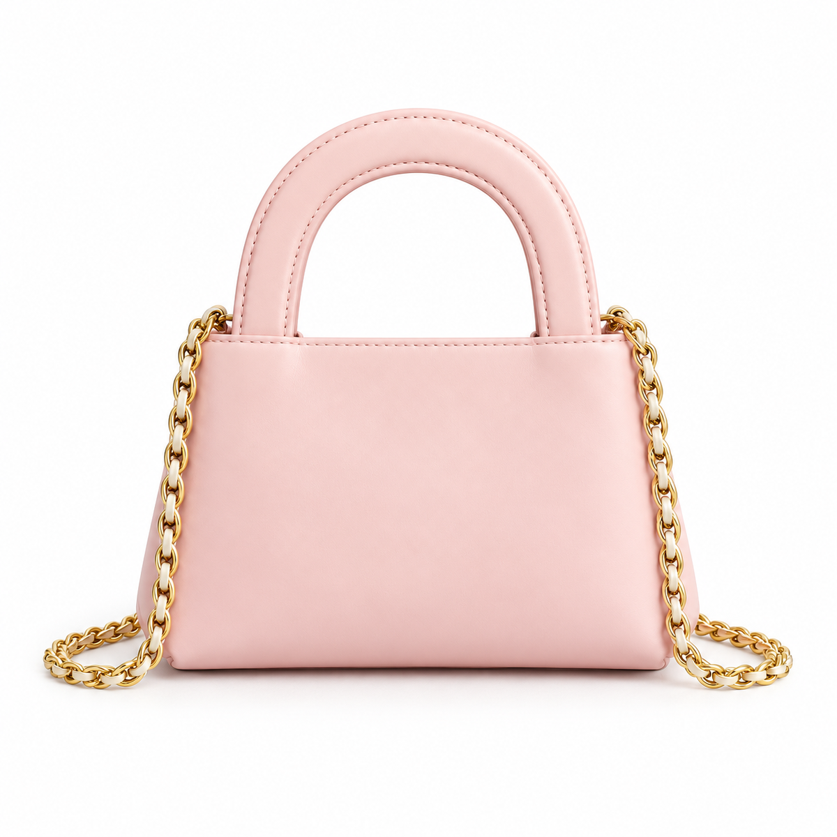 Elegant Pink Vegan Leather Chain Handbag-3