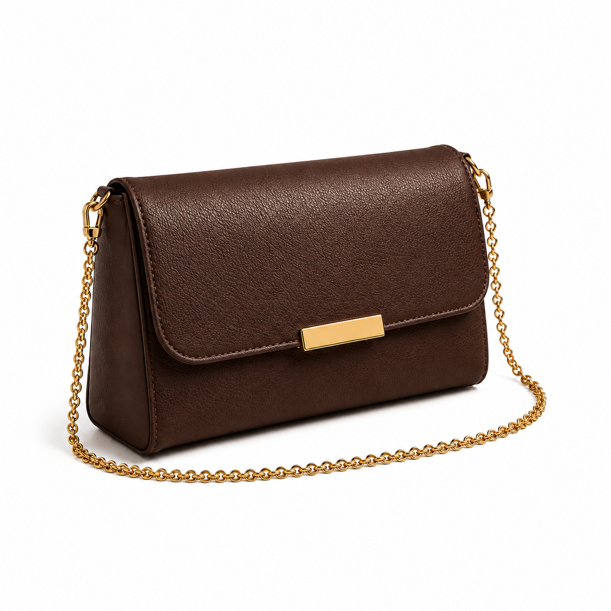 Chocolate Brown Textured Clutch Crossbody Bag-1