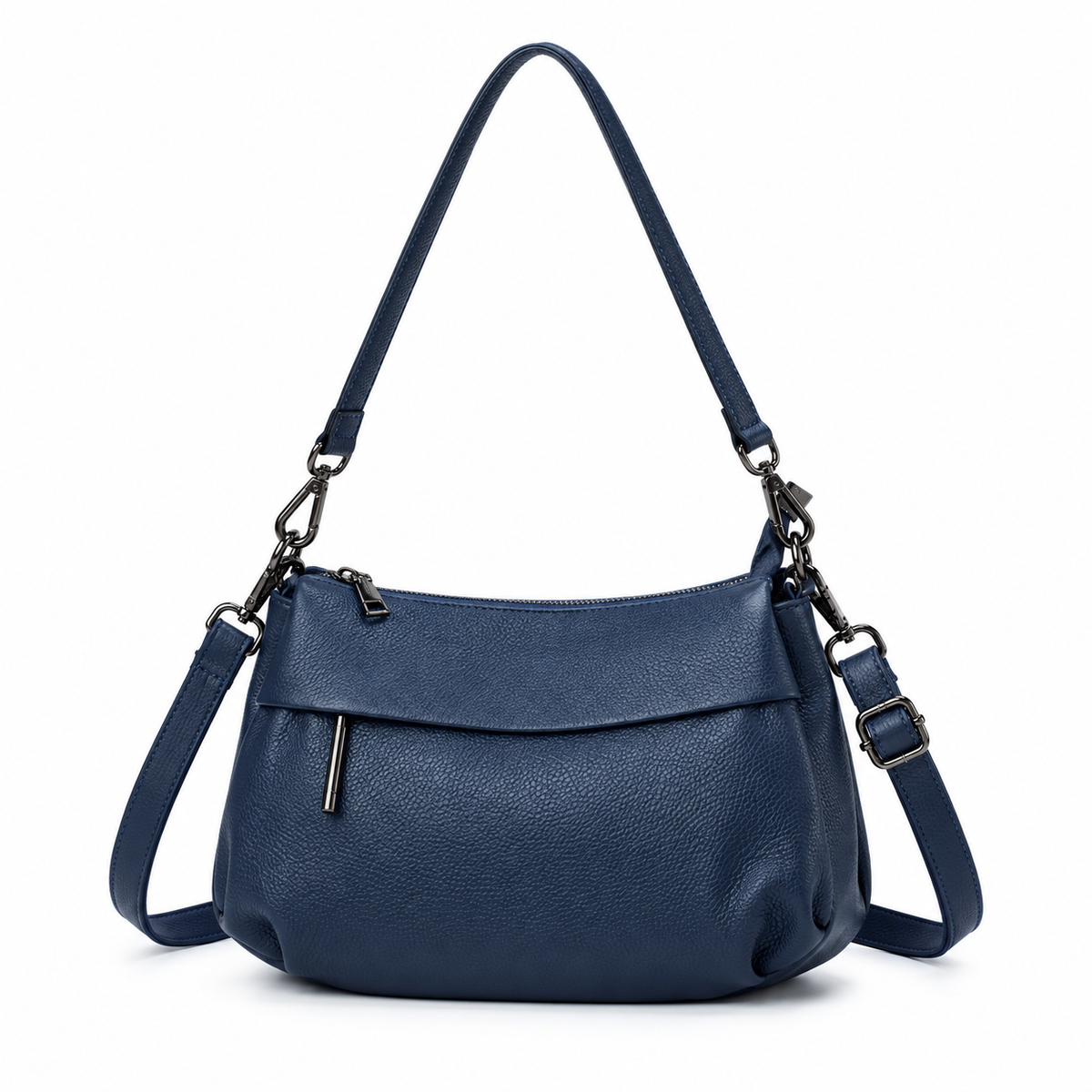 Navy Blue Textured Shoulder Crossbody Bag-4