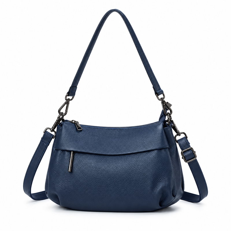 Navy Blue Textured Shoulder Crossbody Bag-4