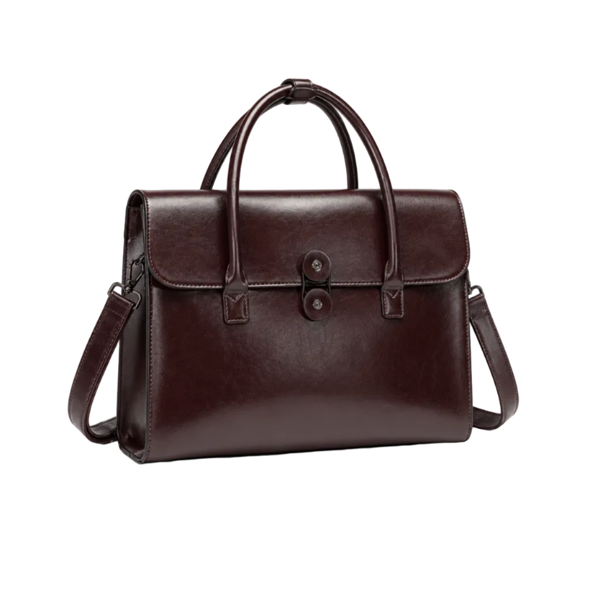 Classic Dark Brown Leather Business Briefcase-1