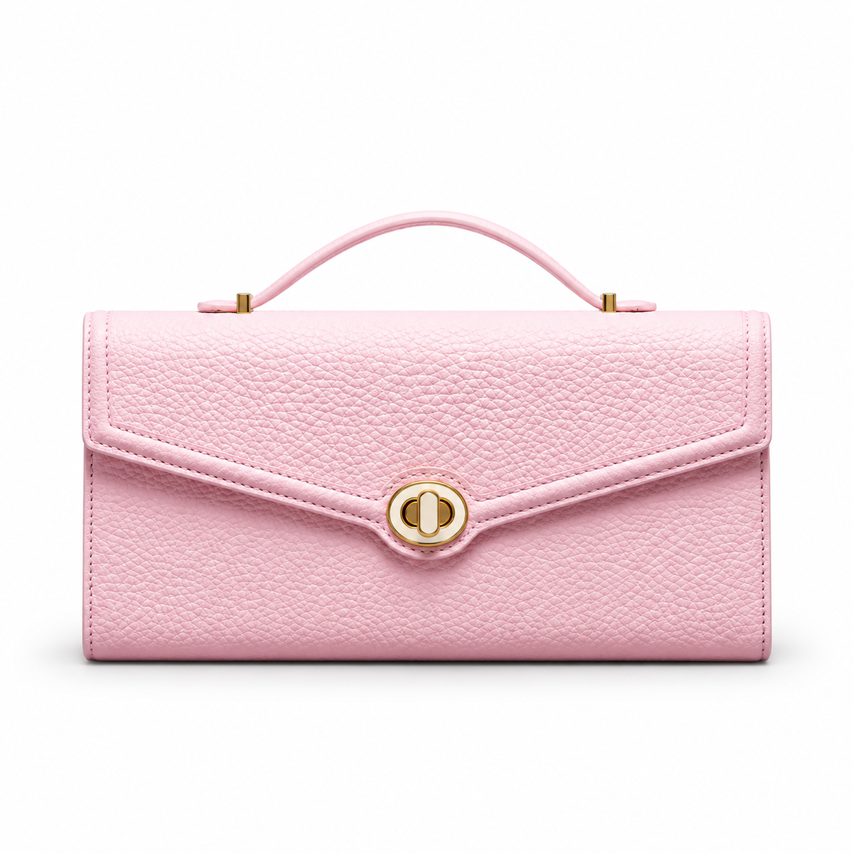 Elegant Pink Envelope Clutch With Handle-4