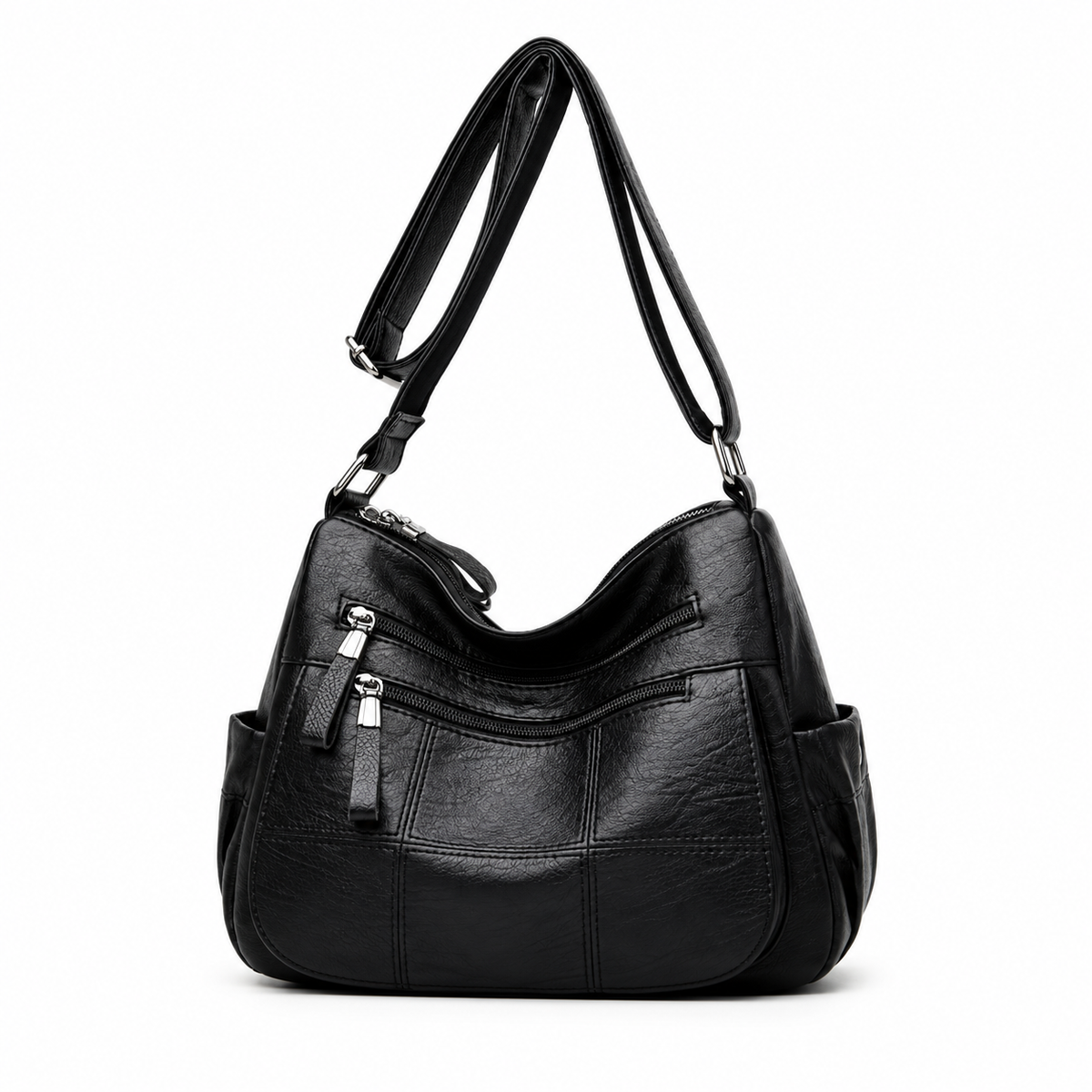 Classic Black Multi Pocket Crossbody Bag-4