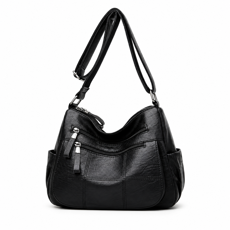 Classic Black Multi Pocket Crossbody Bag-4