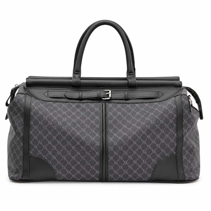Charcoal Patterned Overnight Duffel Travel Bag-4