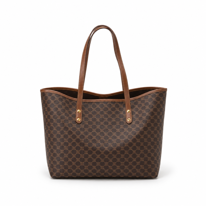 Coffee Monogram Pattern Everyday Tote Handbag-4
