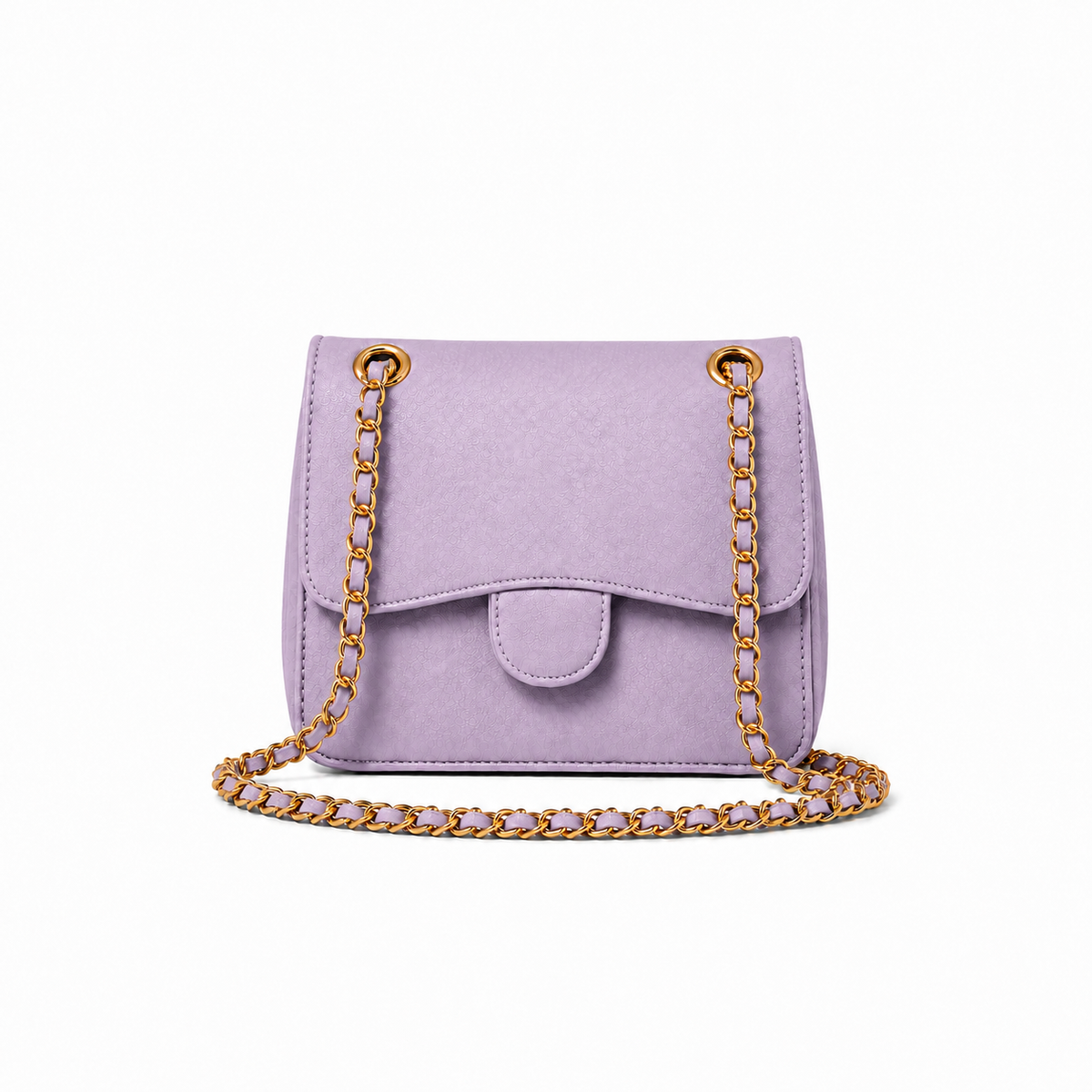 Lavender Textured Chain Strap Shoulder Bag-3