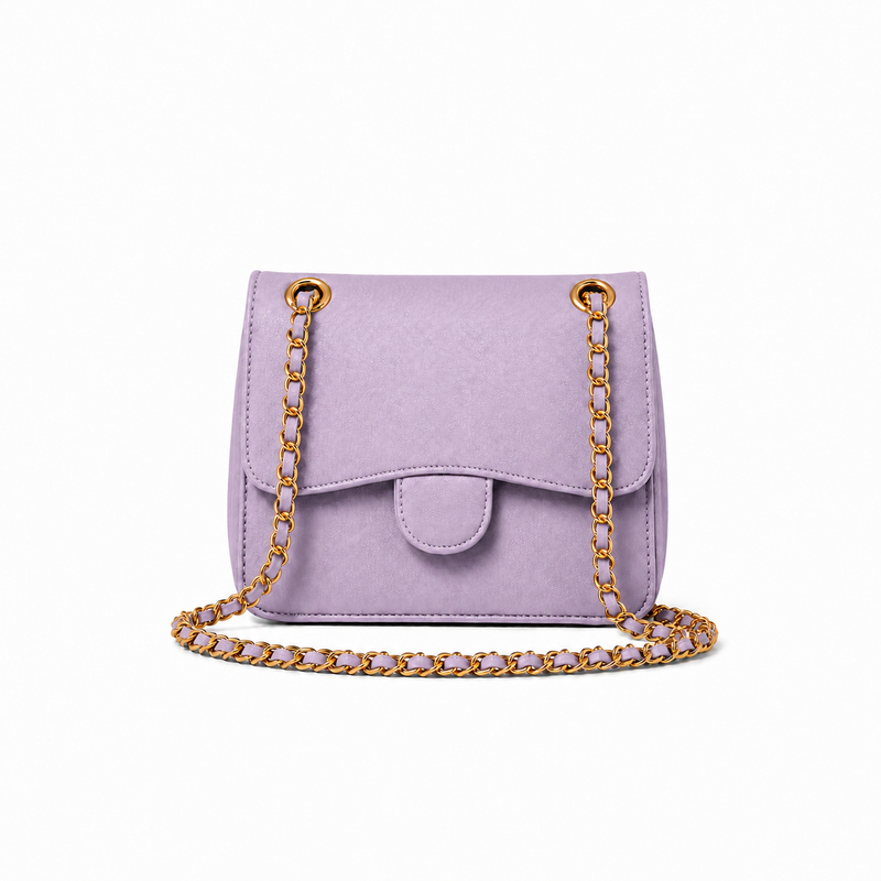 Lavender Textured Chain Strap Shoulder Bag-3