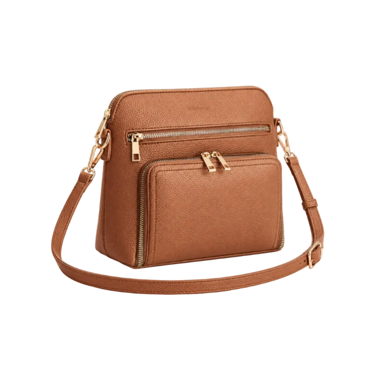 Classic Cognac Brown Textured Crossbody Bag