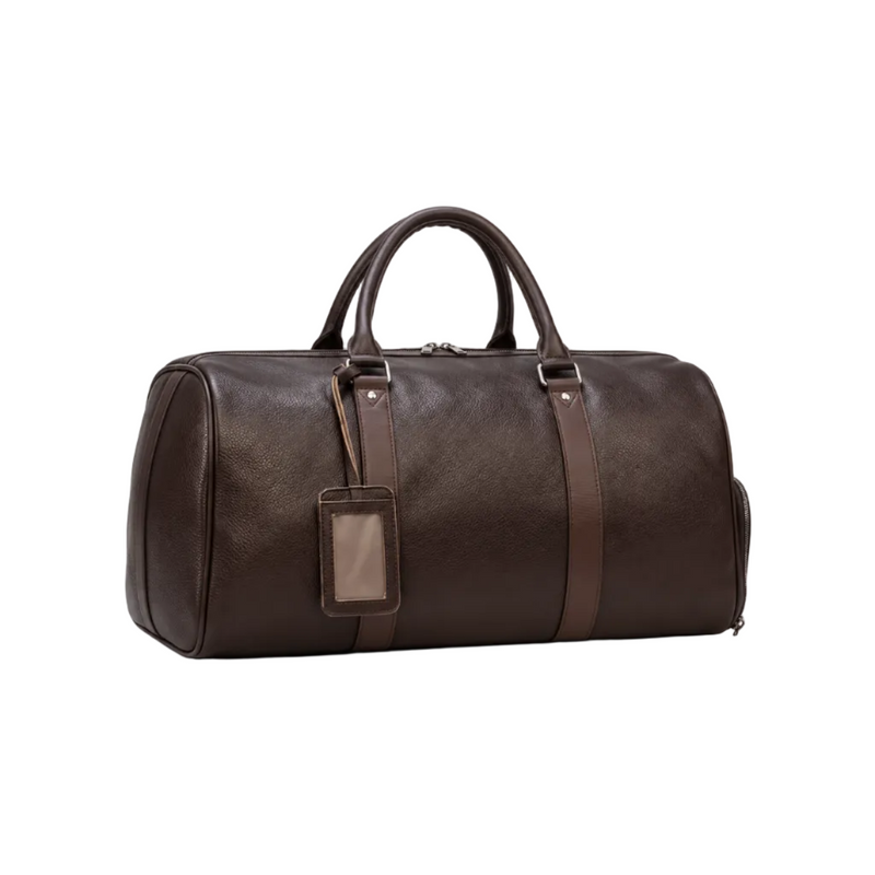 Classic Coffee Brown Leather Duffel Bag-1