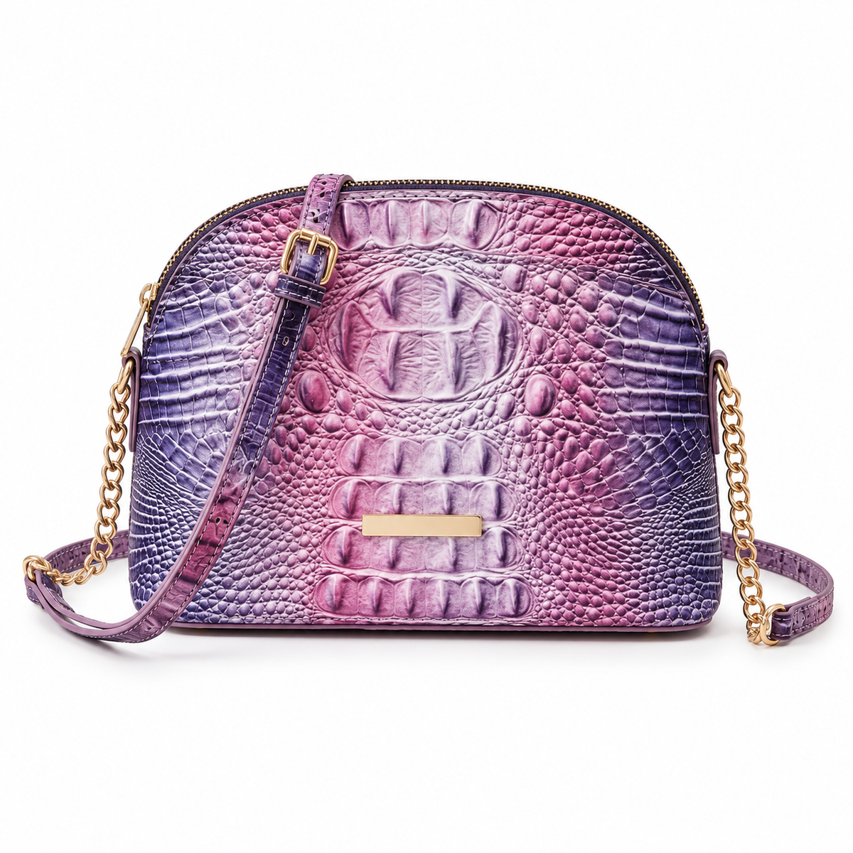 Purple Ombre Croc Embossed Crossbody Bag