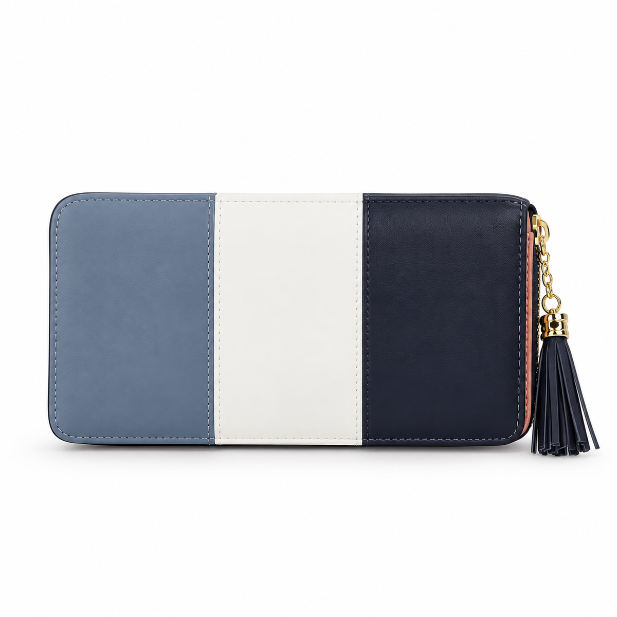 Elegant Colour Block Wallet With Tassel-2