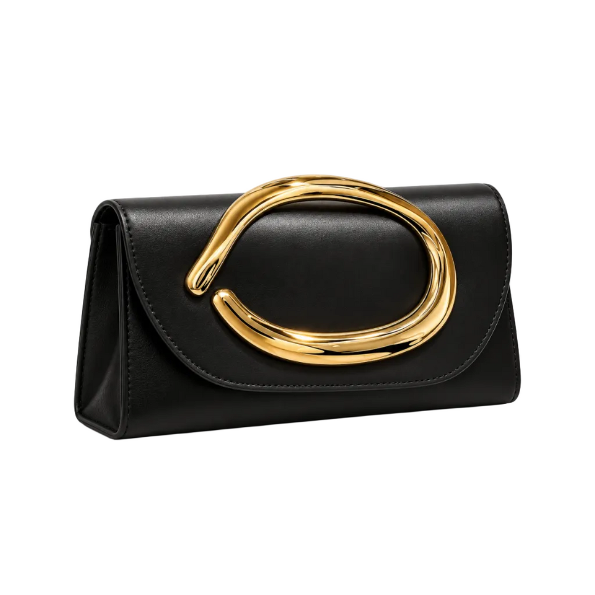Black Evening Clutch With Gold Accent-1