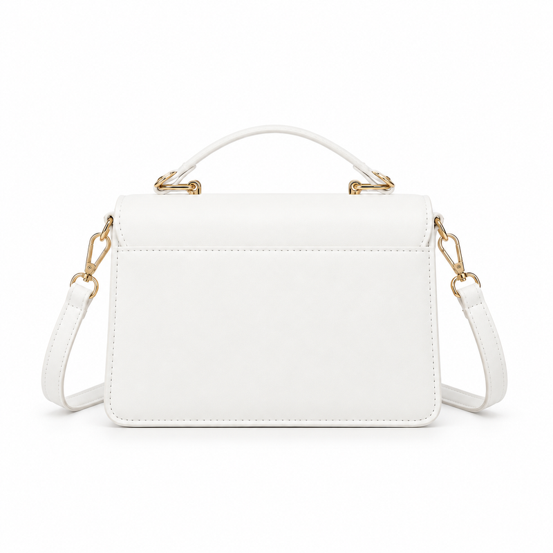 Elegant White Butterfly Quilted Shoulder Handbag-3