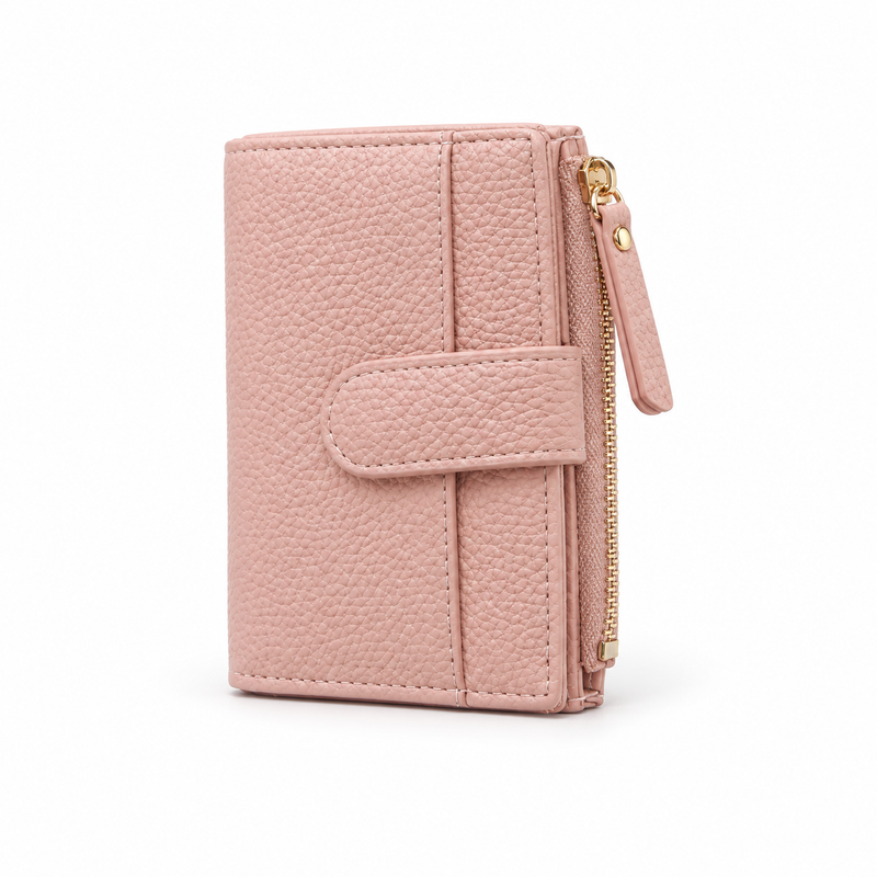 Blush Pink Pebbled Compact Card Wallet-3